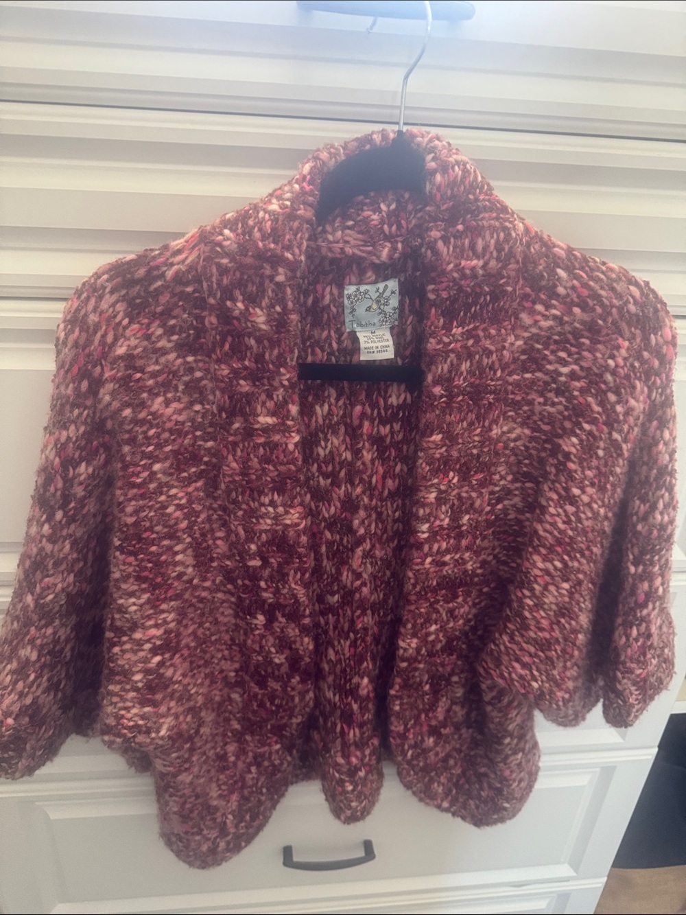 Anthropologie Marled Berry Pink Open Knit Cardigan